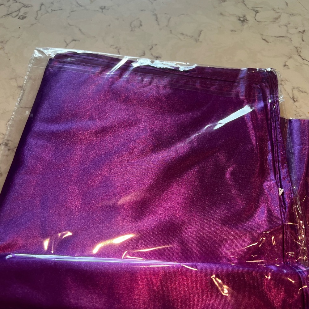 Purple Metallic Satin Scarf Wrap 25”
